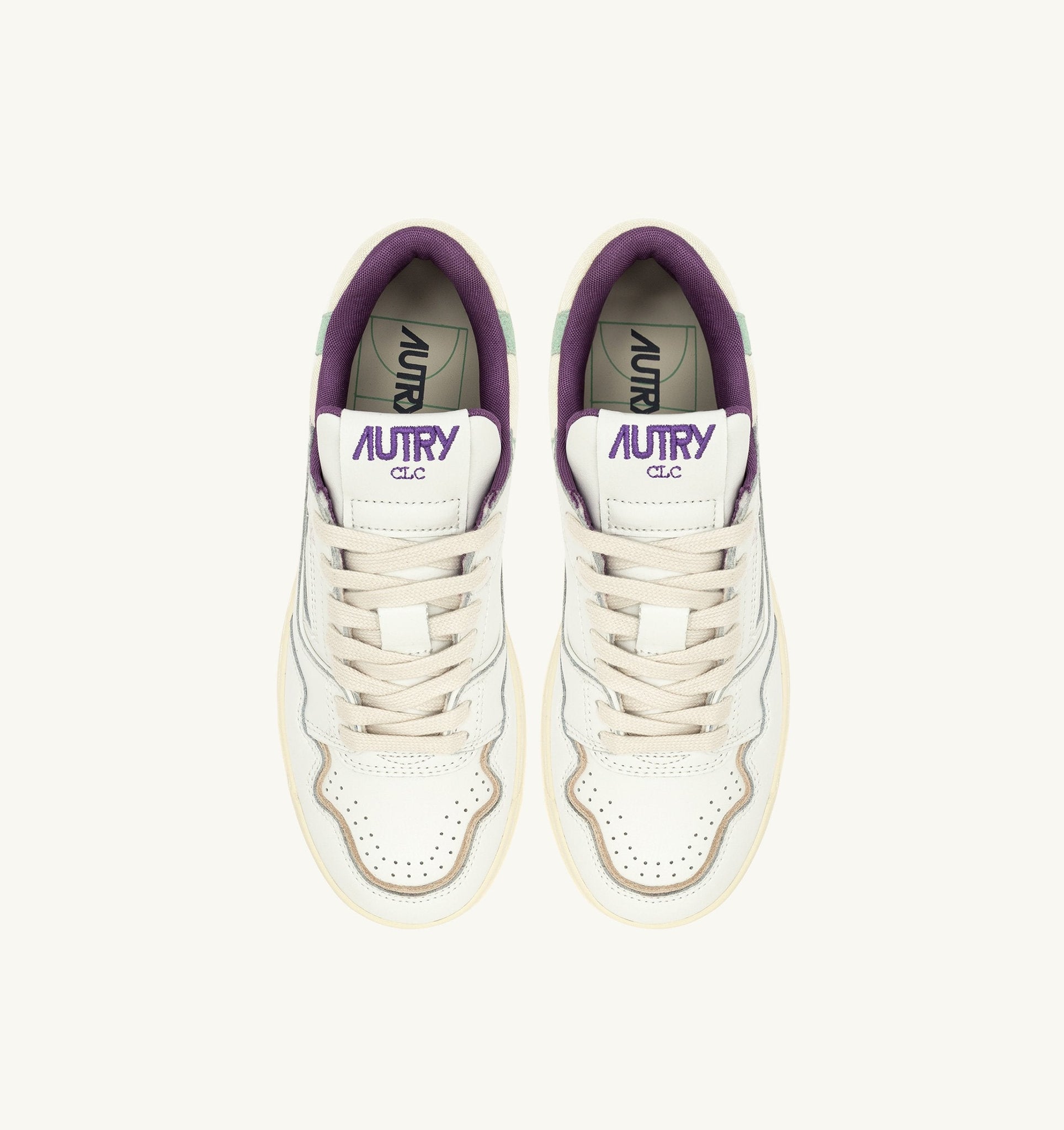 CLC Low en cuir blanc et suède Cameo Green