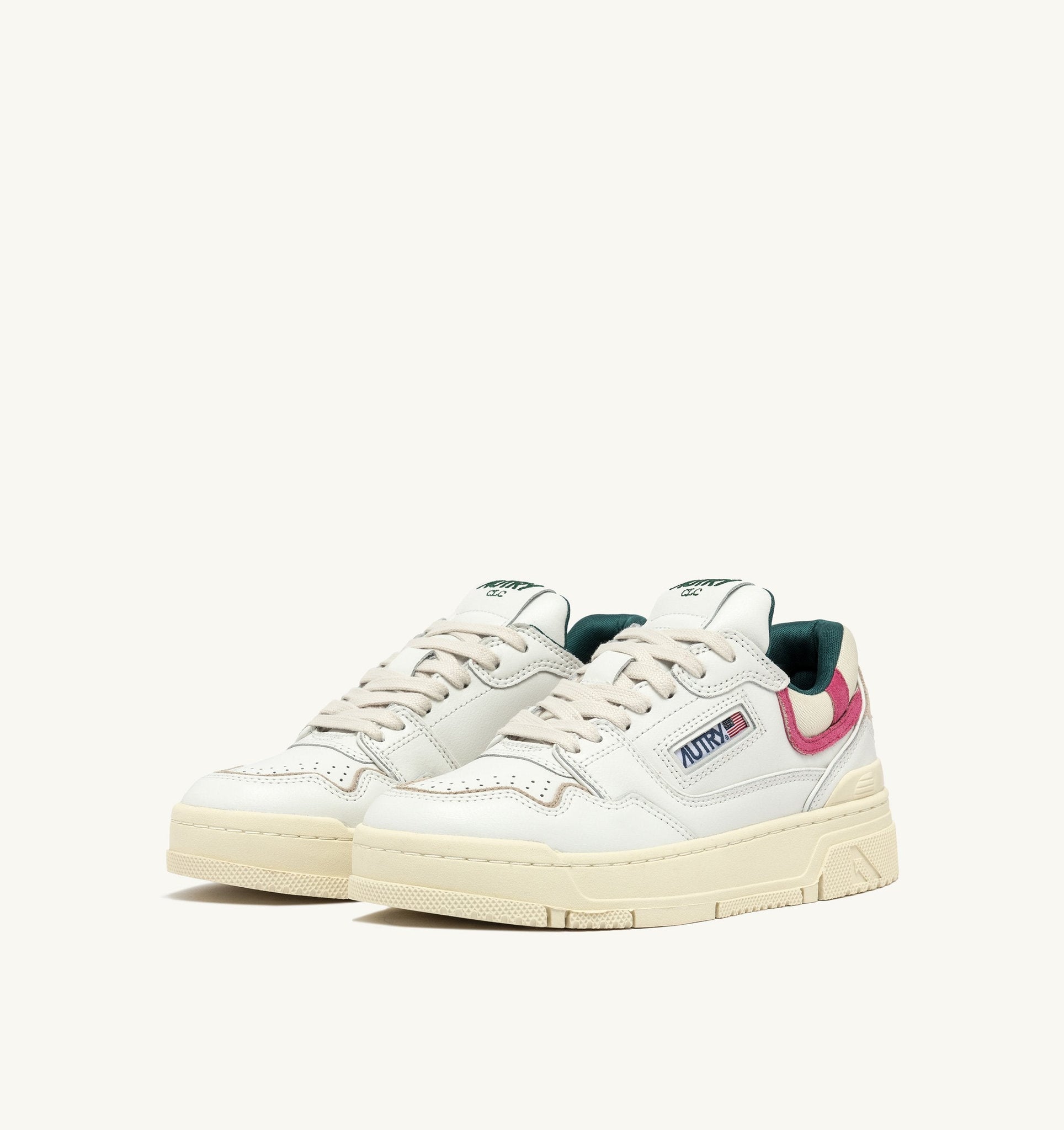 CLC Low en cuir blanc et suède Carmine Rose