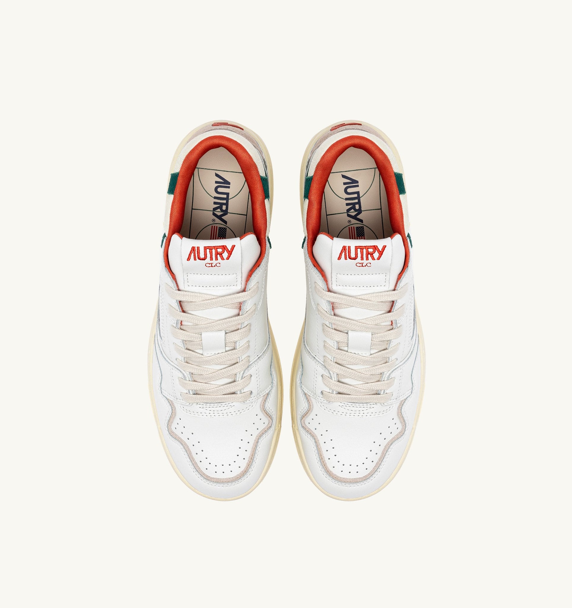 CLC Low en cuir blanc et suède Forest