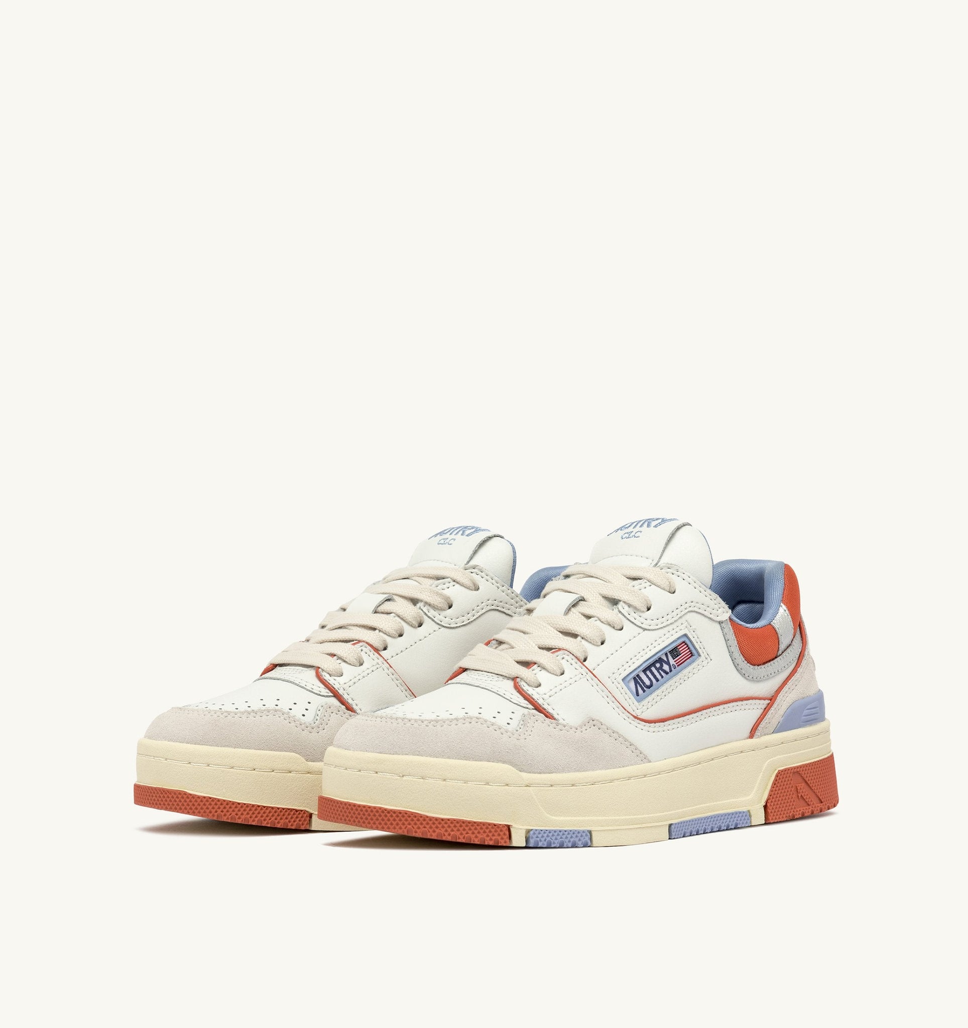 CLC Low en cuir et suède Blanc/Ginger