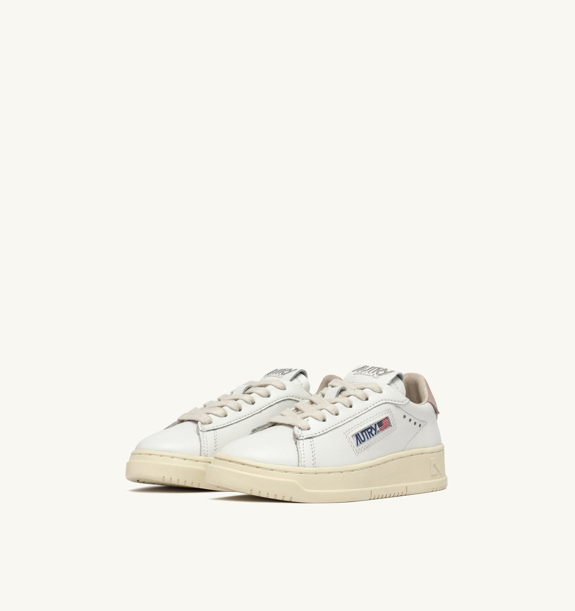 Dallas Kids Low en cuir Blanc/Rose Poudré