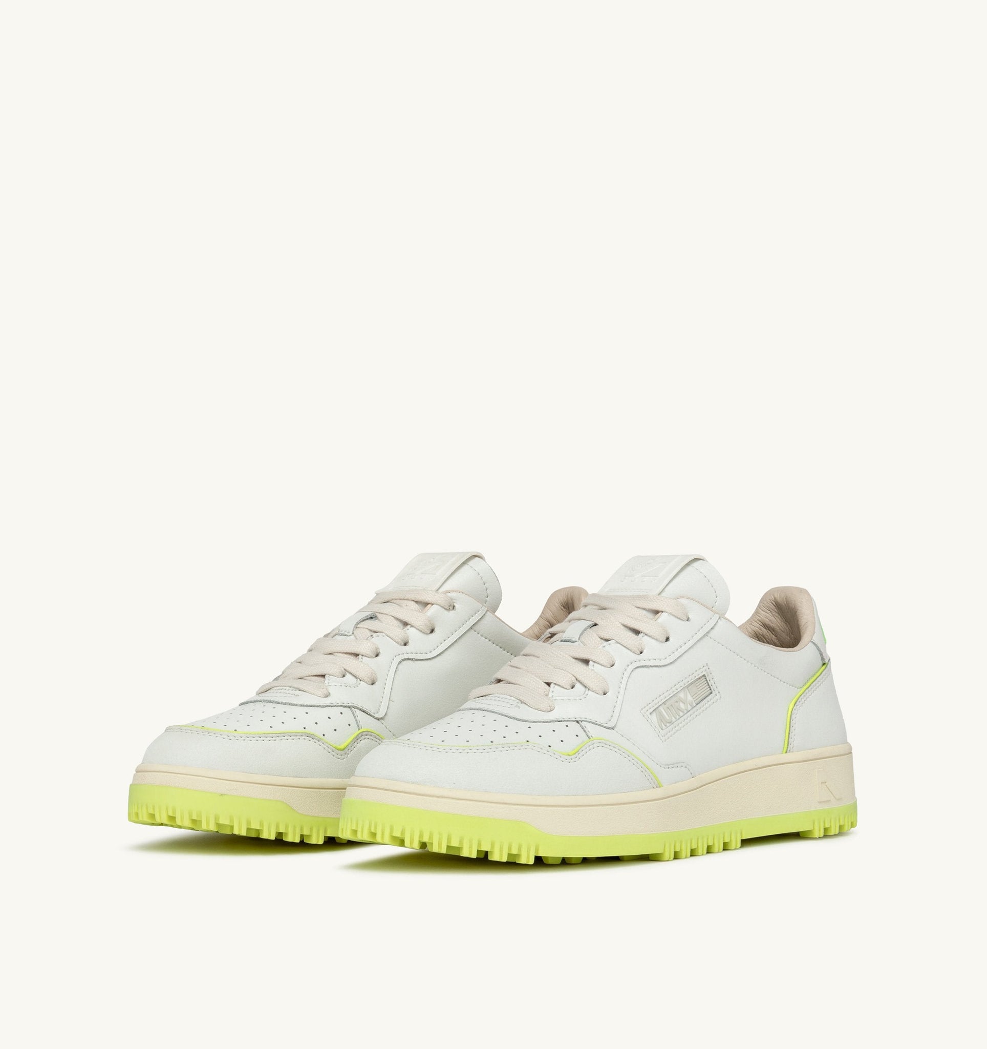 Golf Low en cuir Blanc/Jaune Fluo