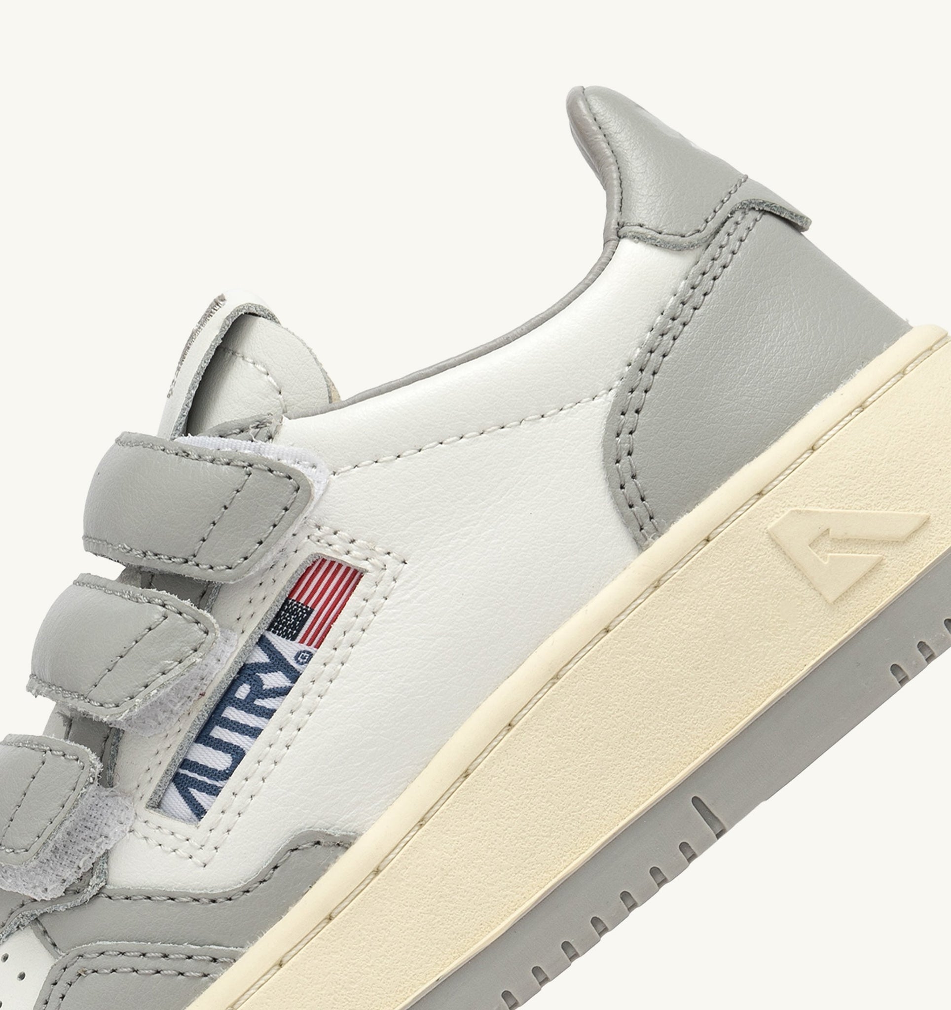 Kidstripes Low en cuir Blanc/Gris Clair