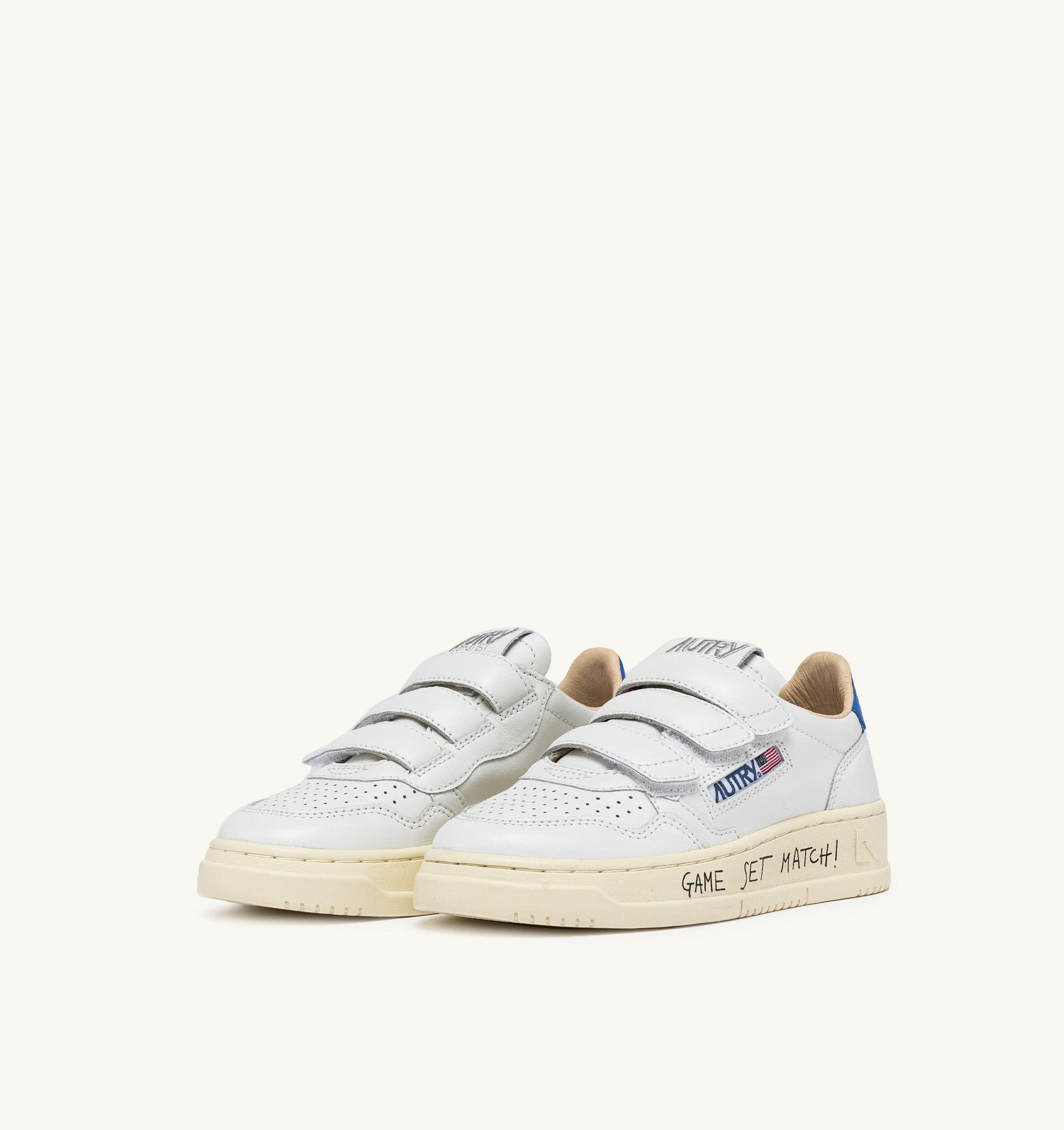 Medalist Kids Low en cuir Blanc/Palace Blue avec lettering