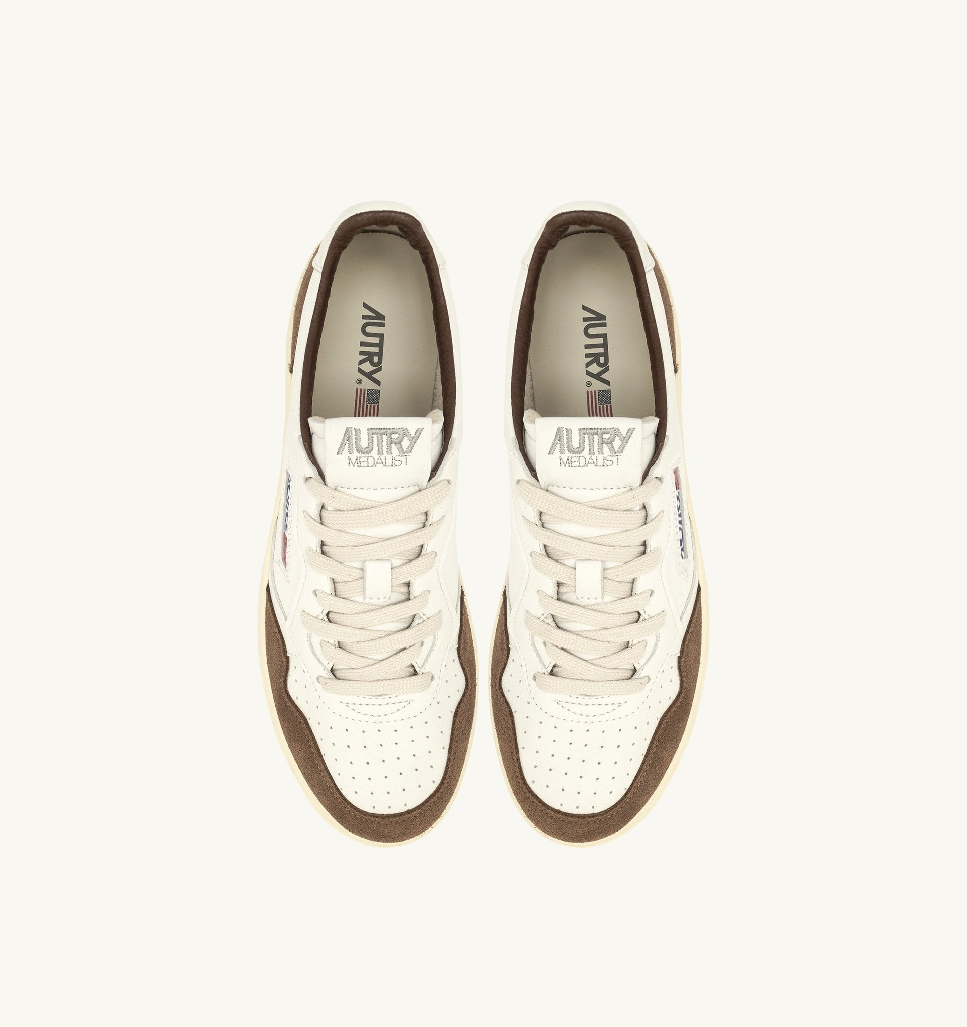 Medalist Low en cuir et suède Blanc/Cigar