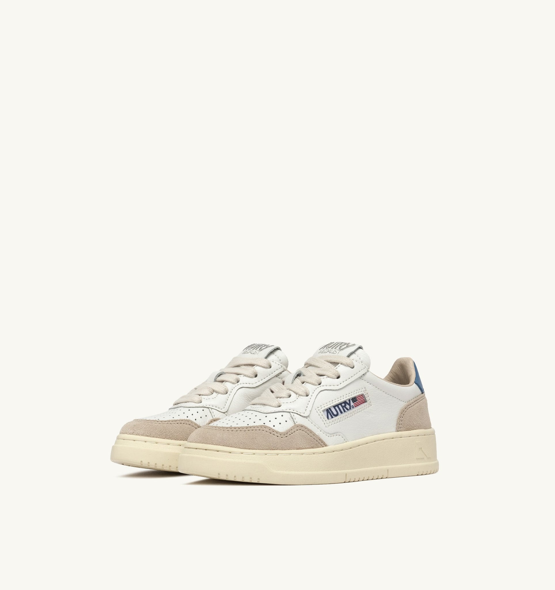 Medalist Kids Low en cuir et suède Blanc/Bleu Clair
