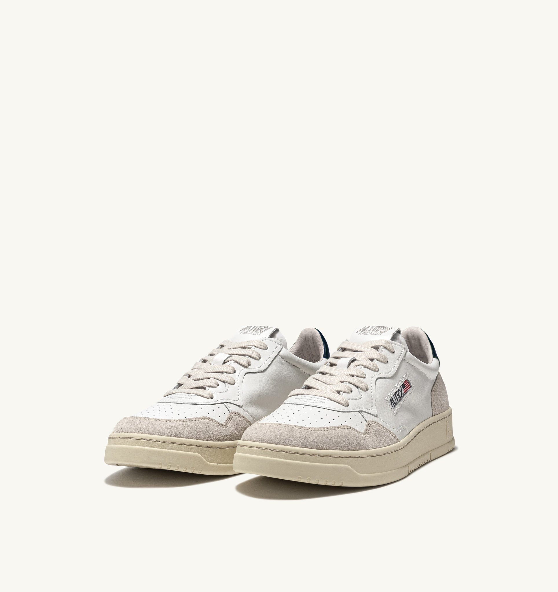 Medalist Low en cuir Blanc/Bleu et suède Beige