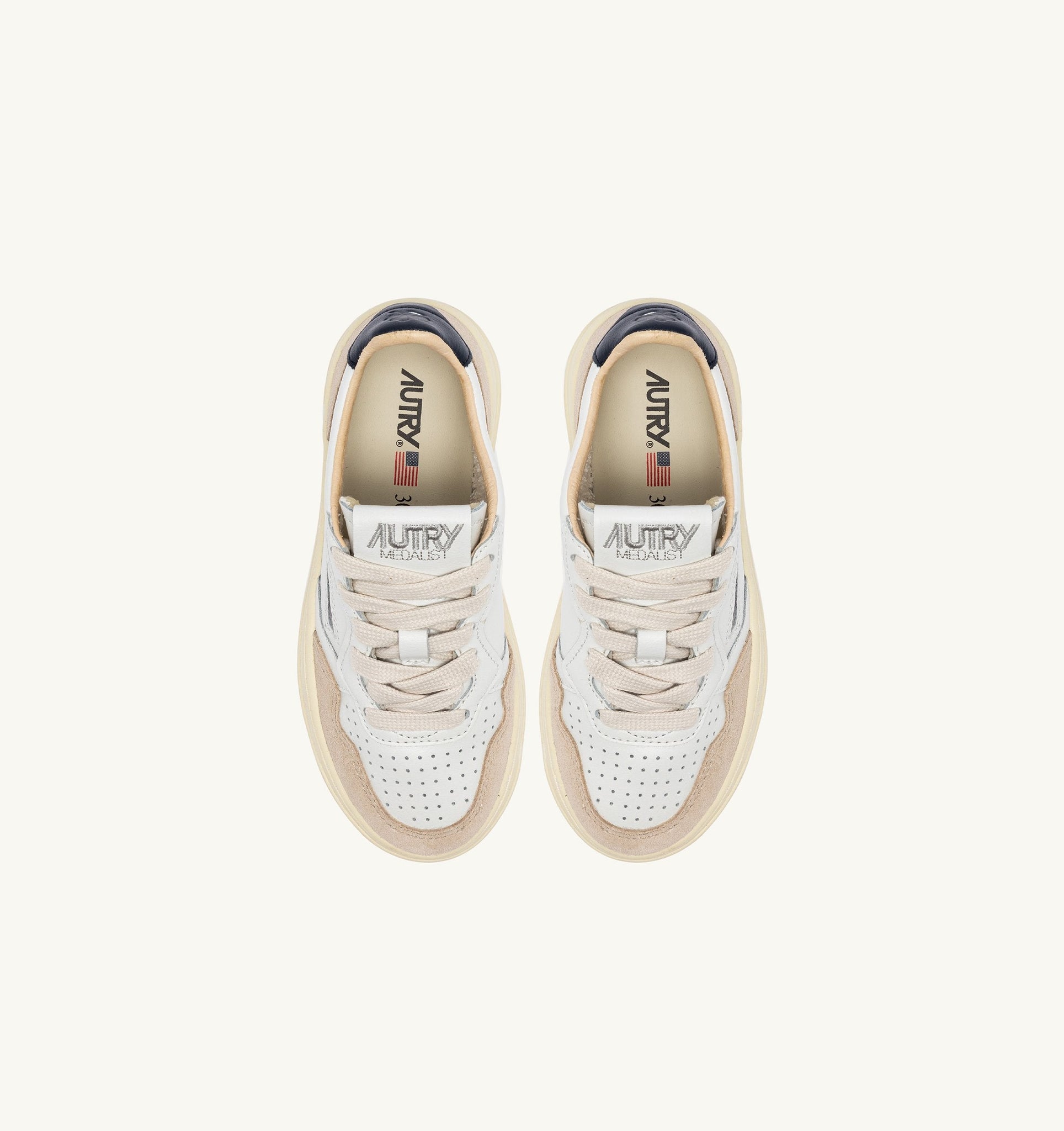 Medalist Kids Low en cuir et suède Blanc/Space Blue