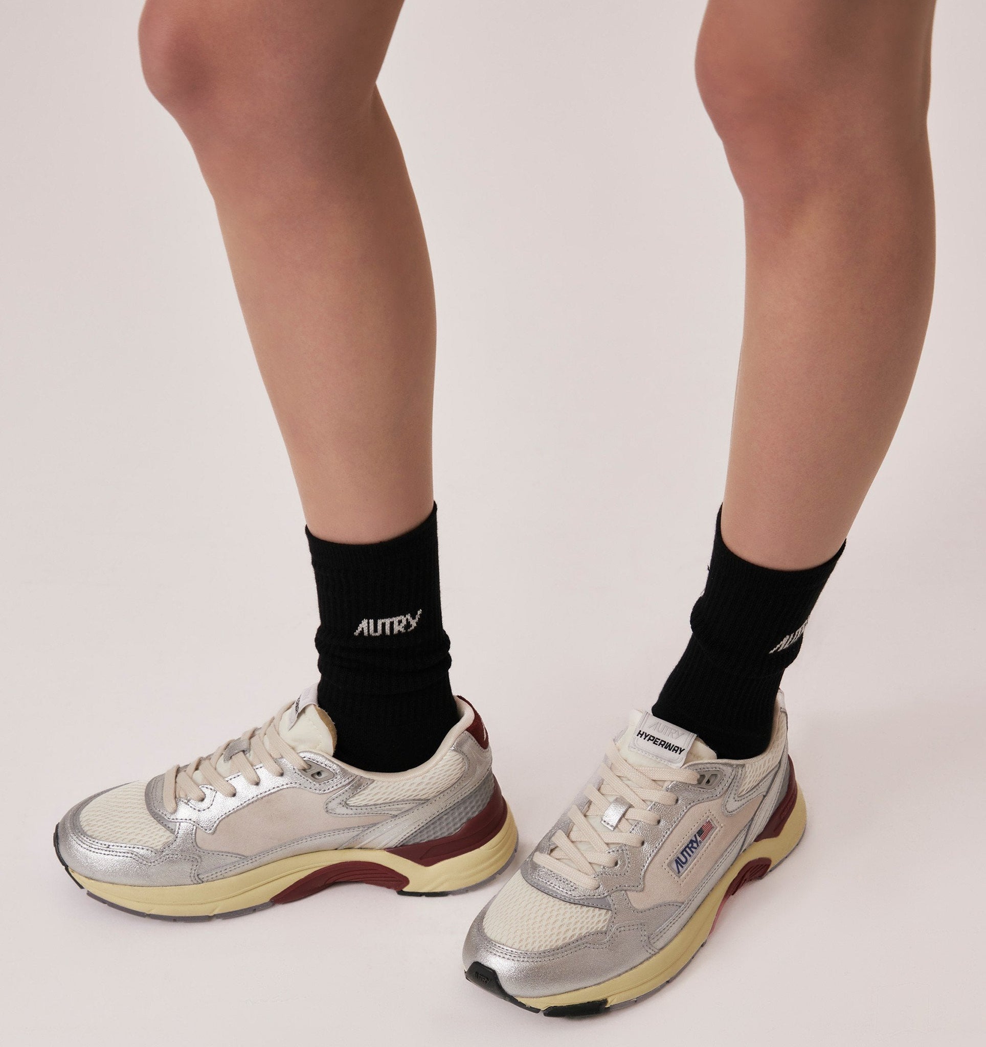 Hyperway en mesh et cuir laminé Blanc/Argent