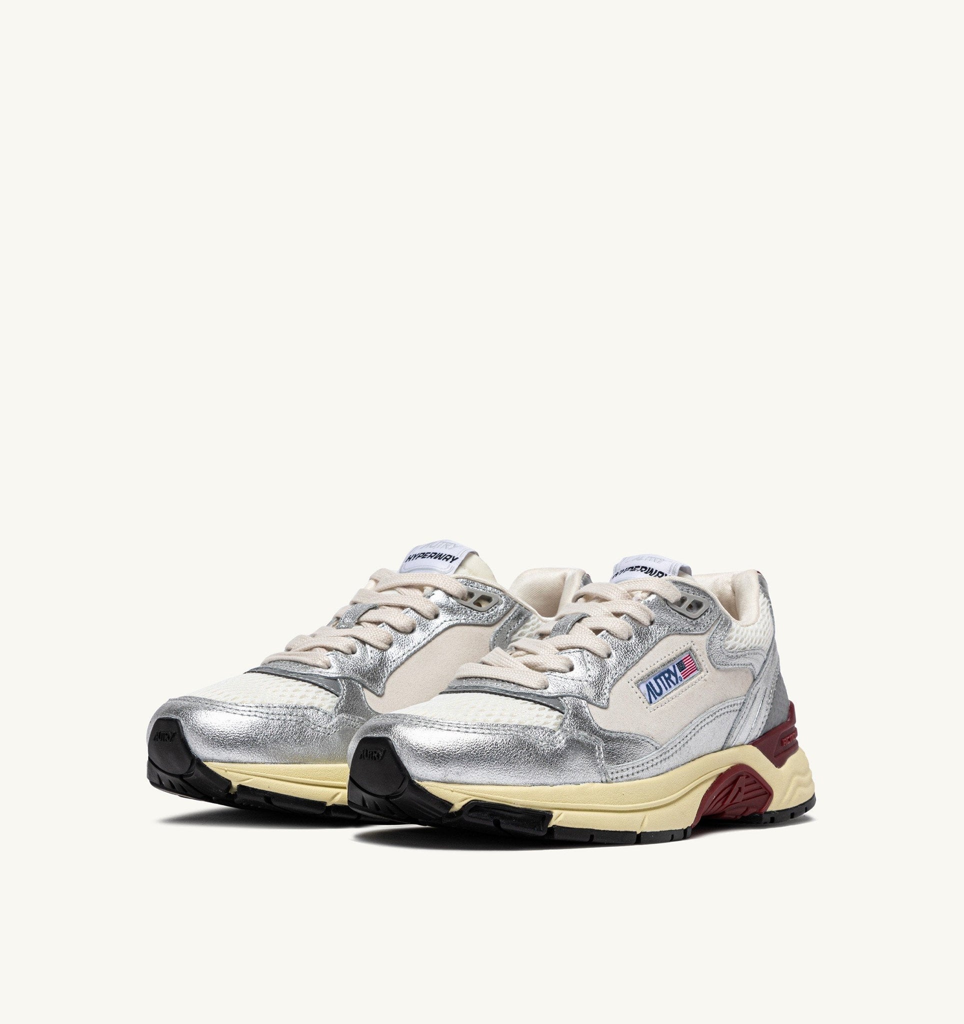 Hyperway en mesh et cuir laminé Blanc/Argent