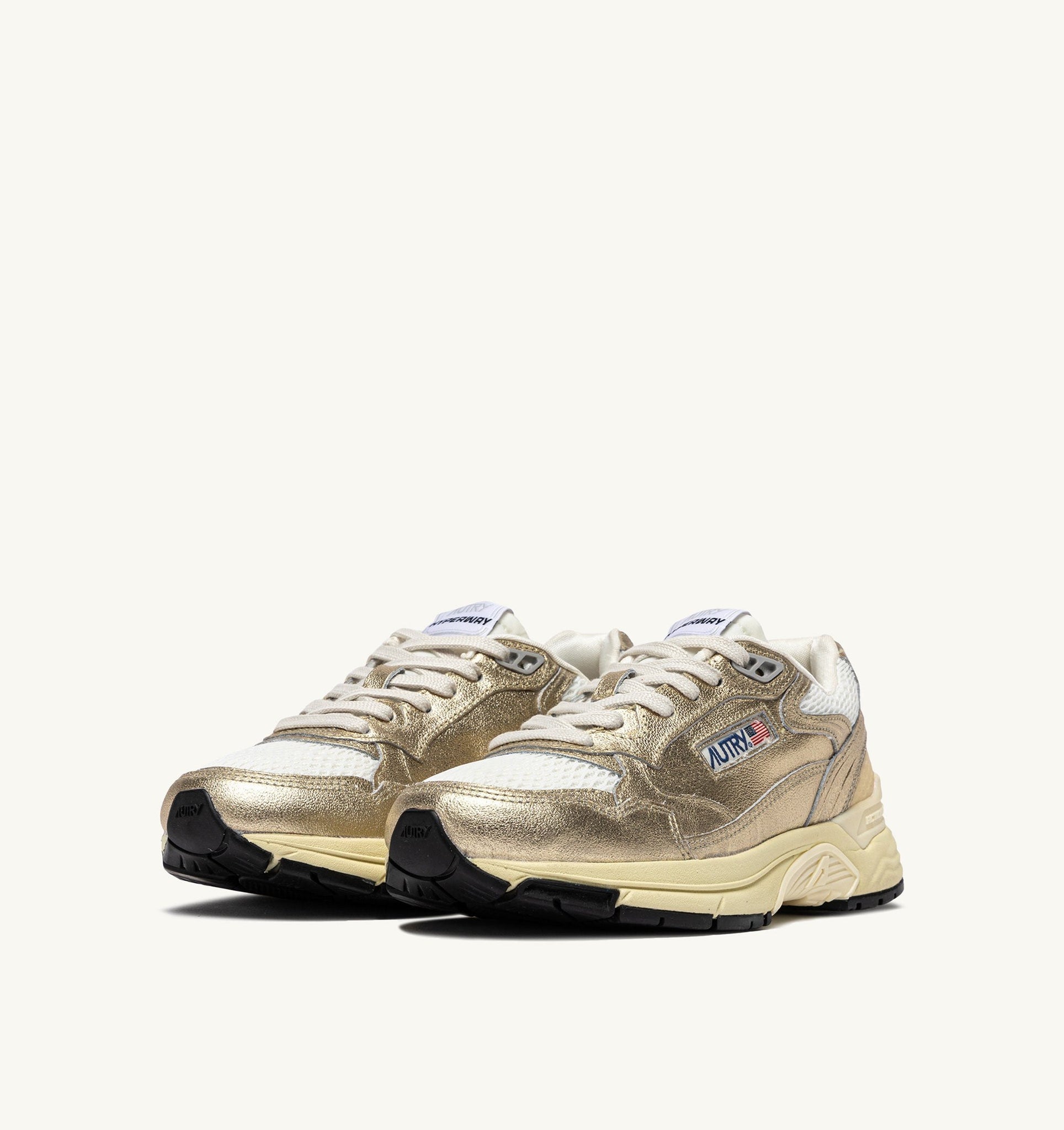 Hyperway en mesh et cuir laminé Marshmallow/Or