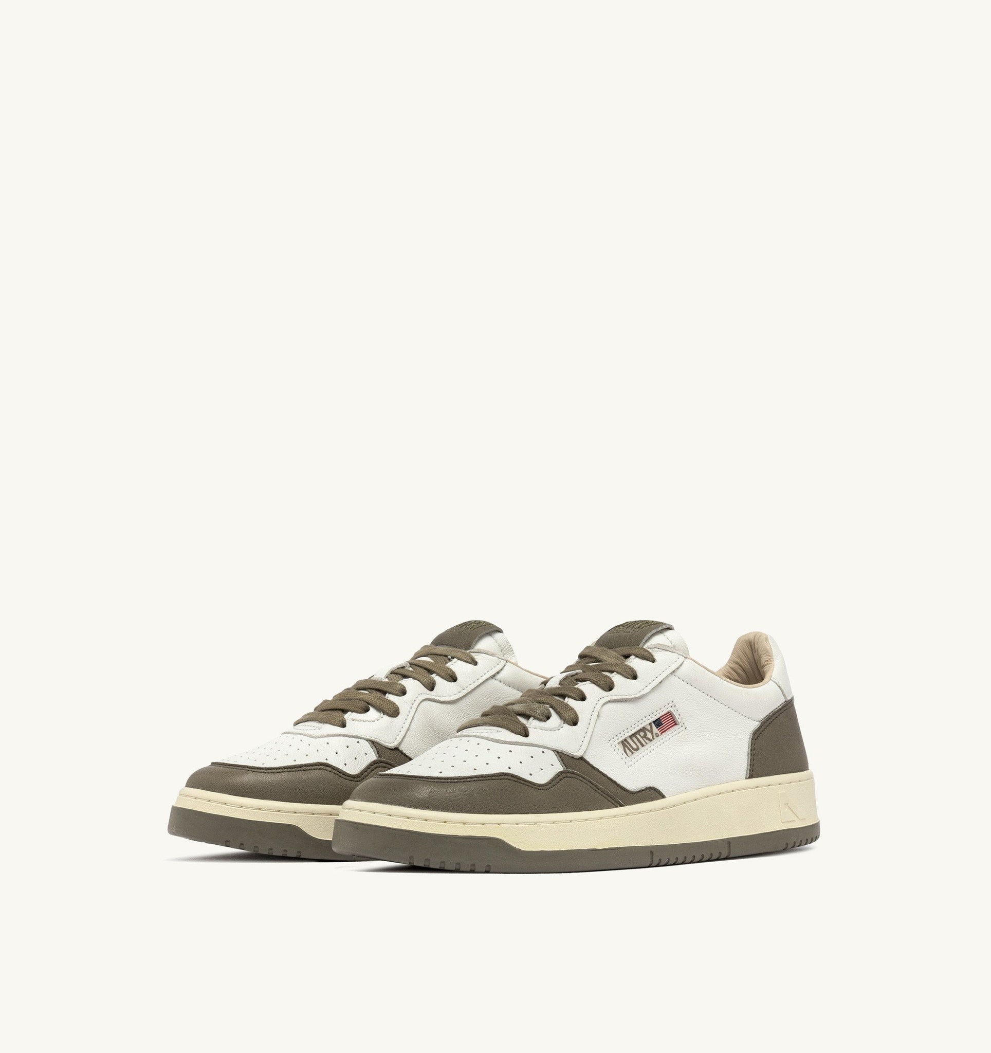 Medalist Low en cuir Blanc/Covert Green