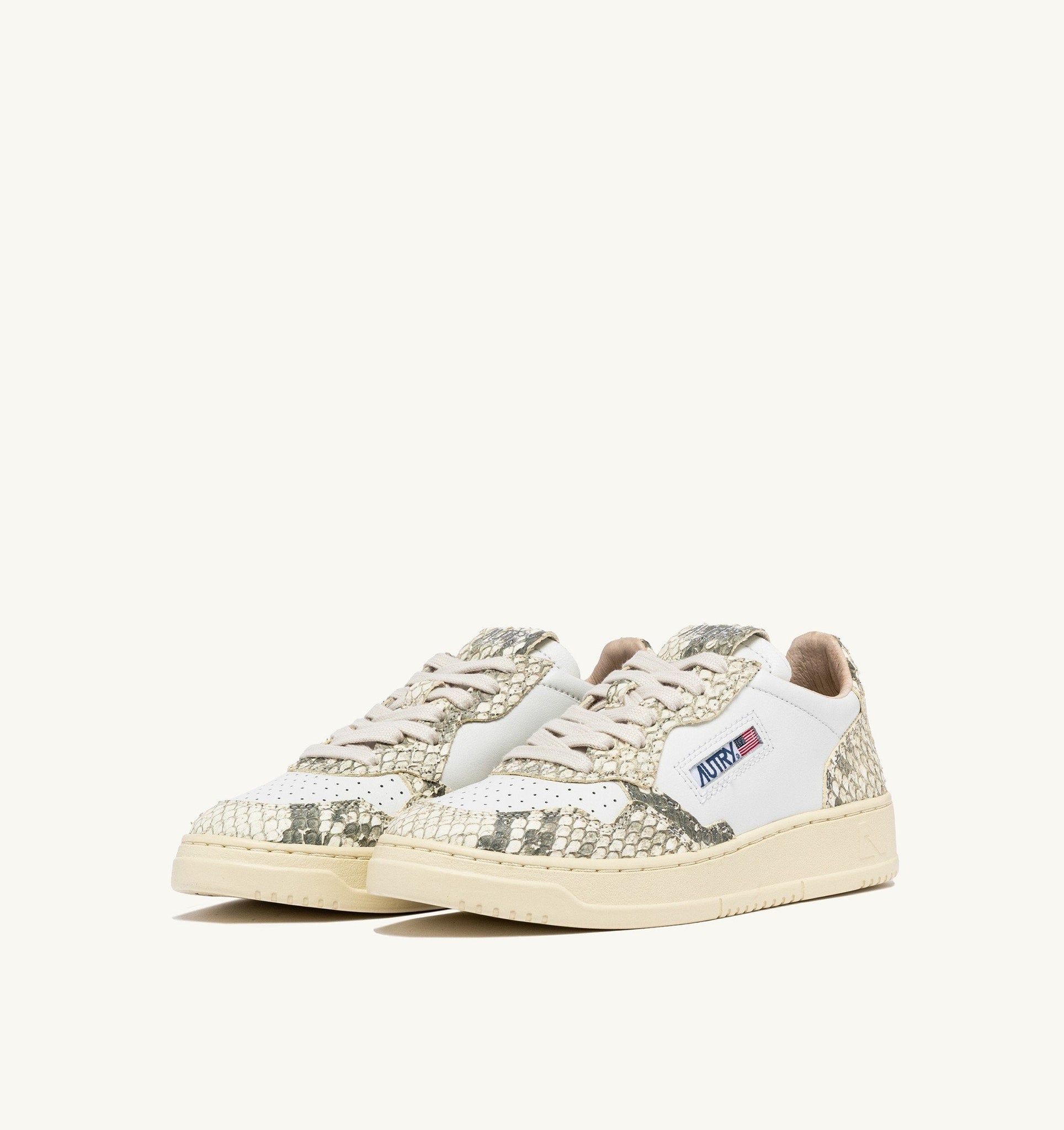 Medalist Low en cuir Blanc et Snake Diamond