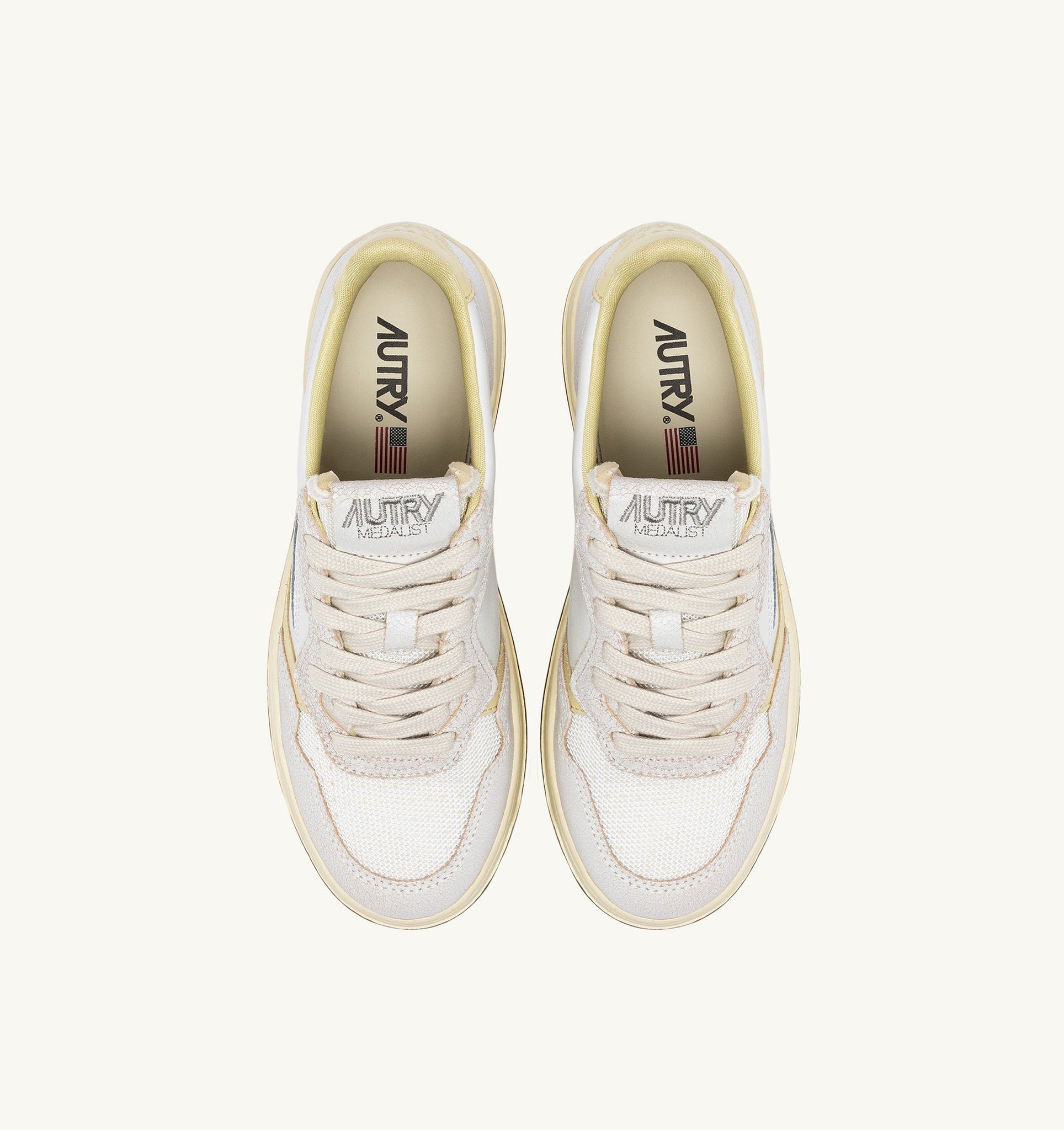 Medalist Low en cuir et mesh Blanc/Hay
