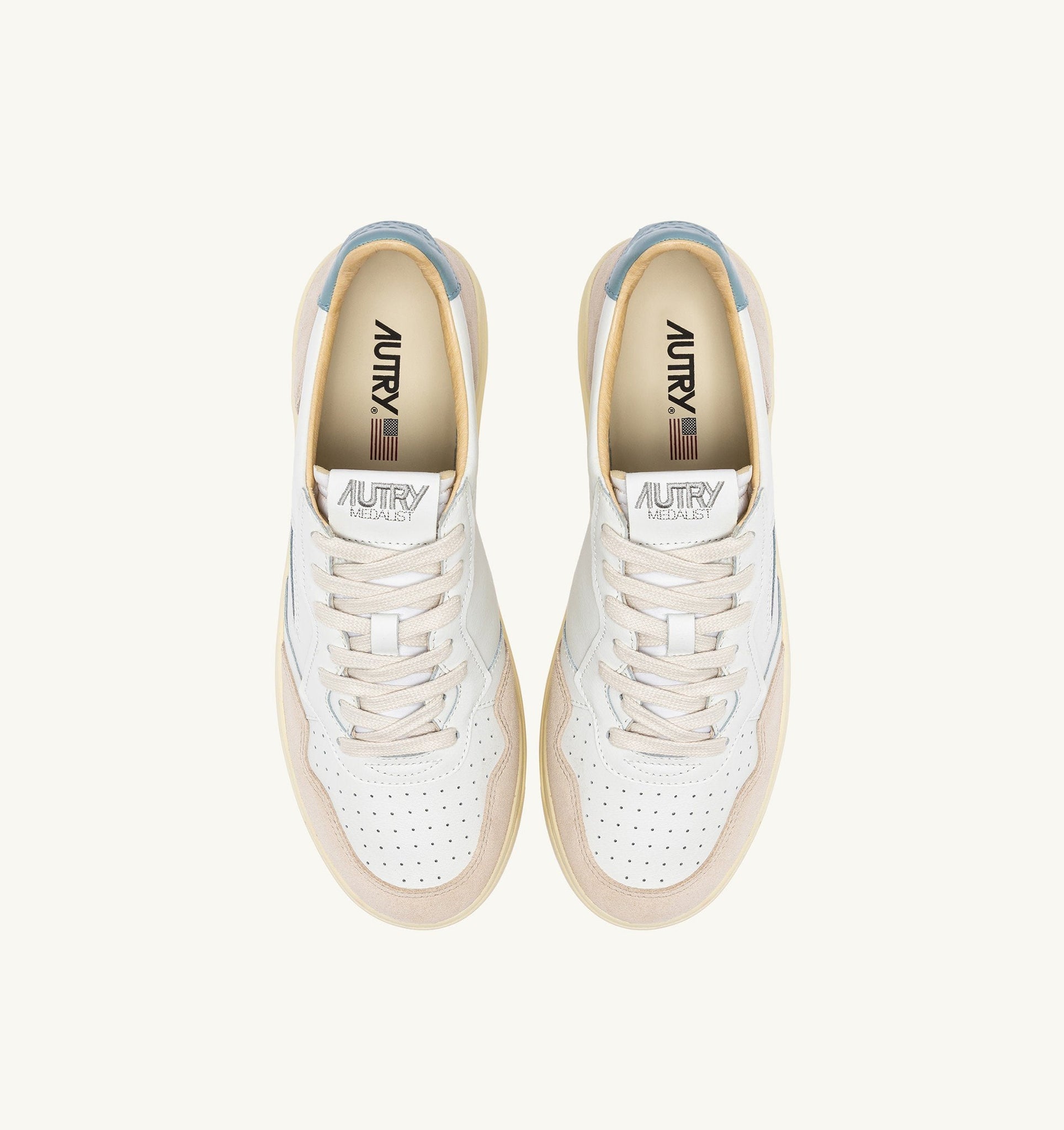 Medalist Low en cuir et suède Blanc/Silver Blue