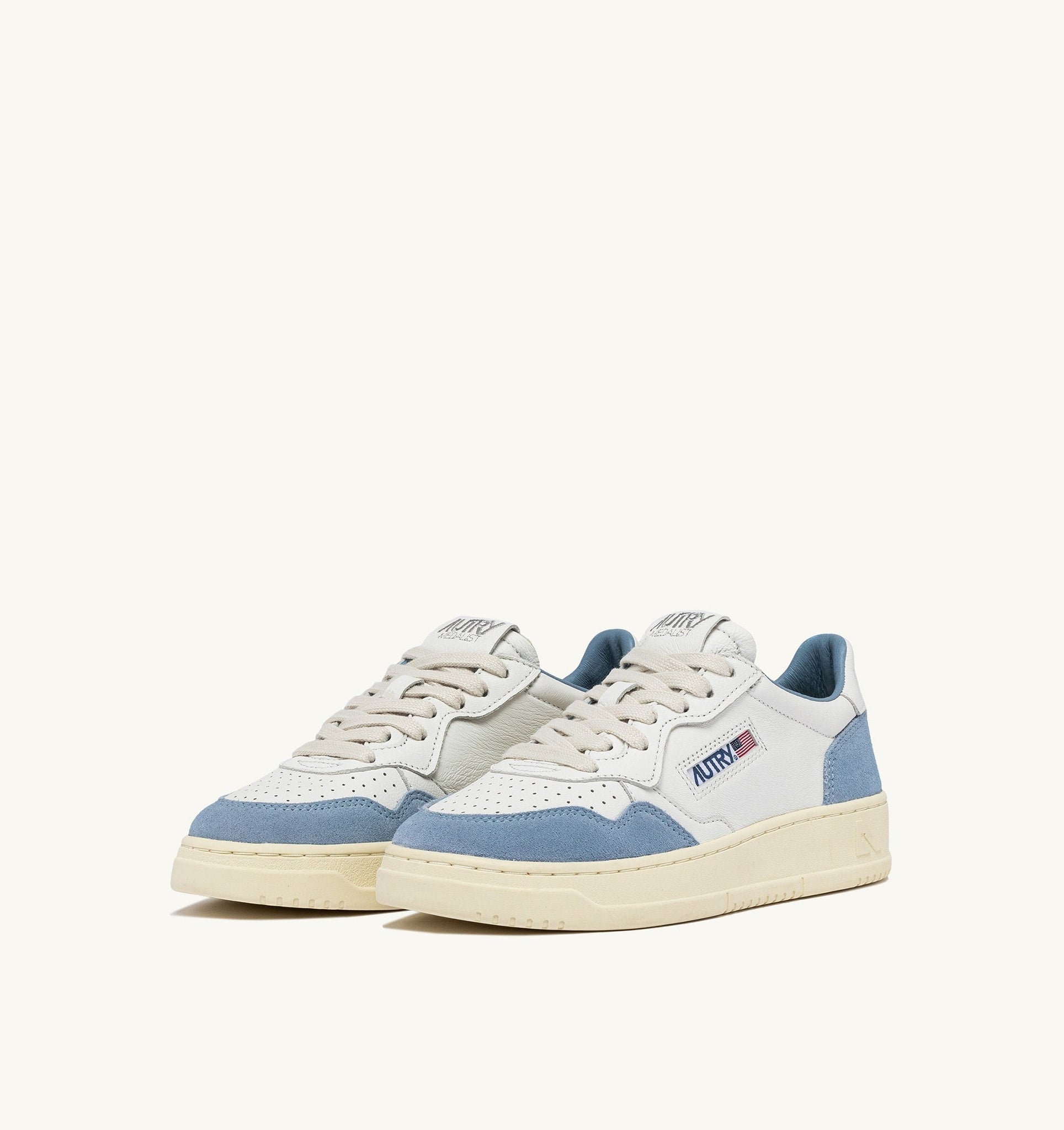 Medalist Low en cuir et suède Blanc/Street Blue
