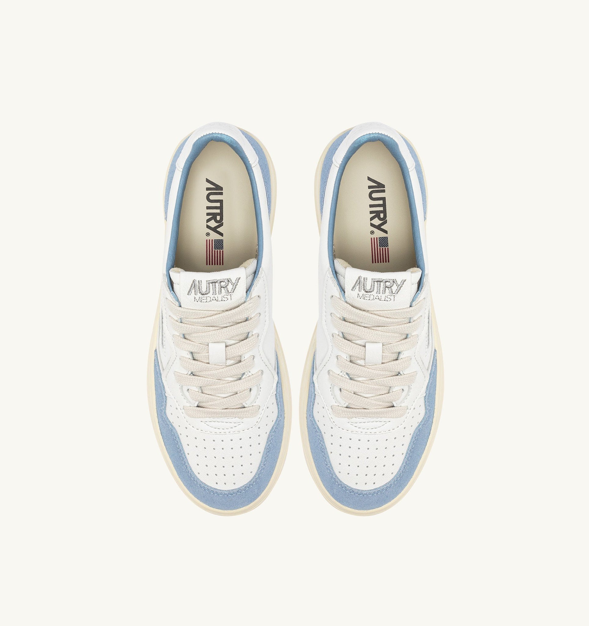 Medalist Low en cuir et suède Blanc/Street Blue