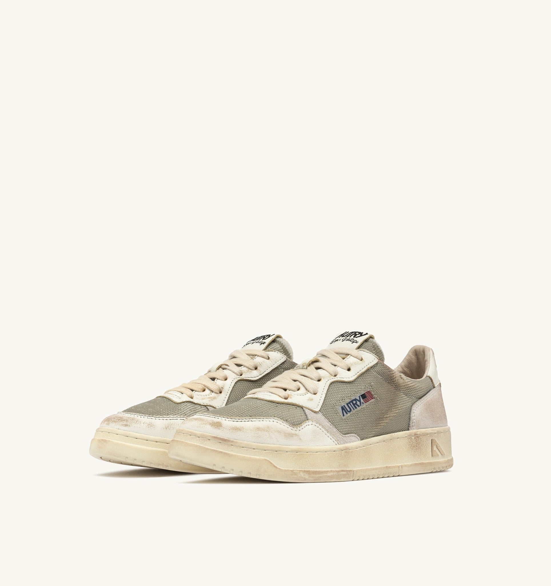 Medalist Low Super Vintage en cuir et mesh Military/Blanc