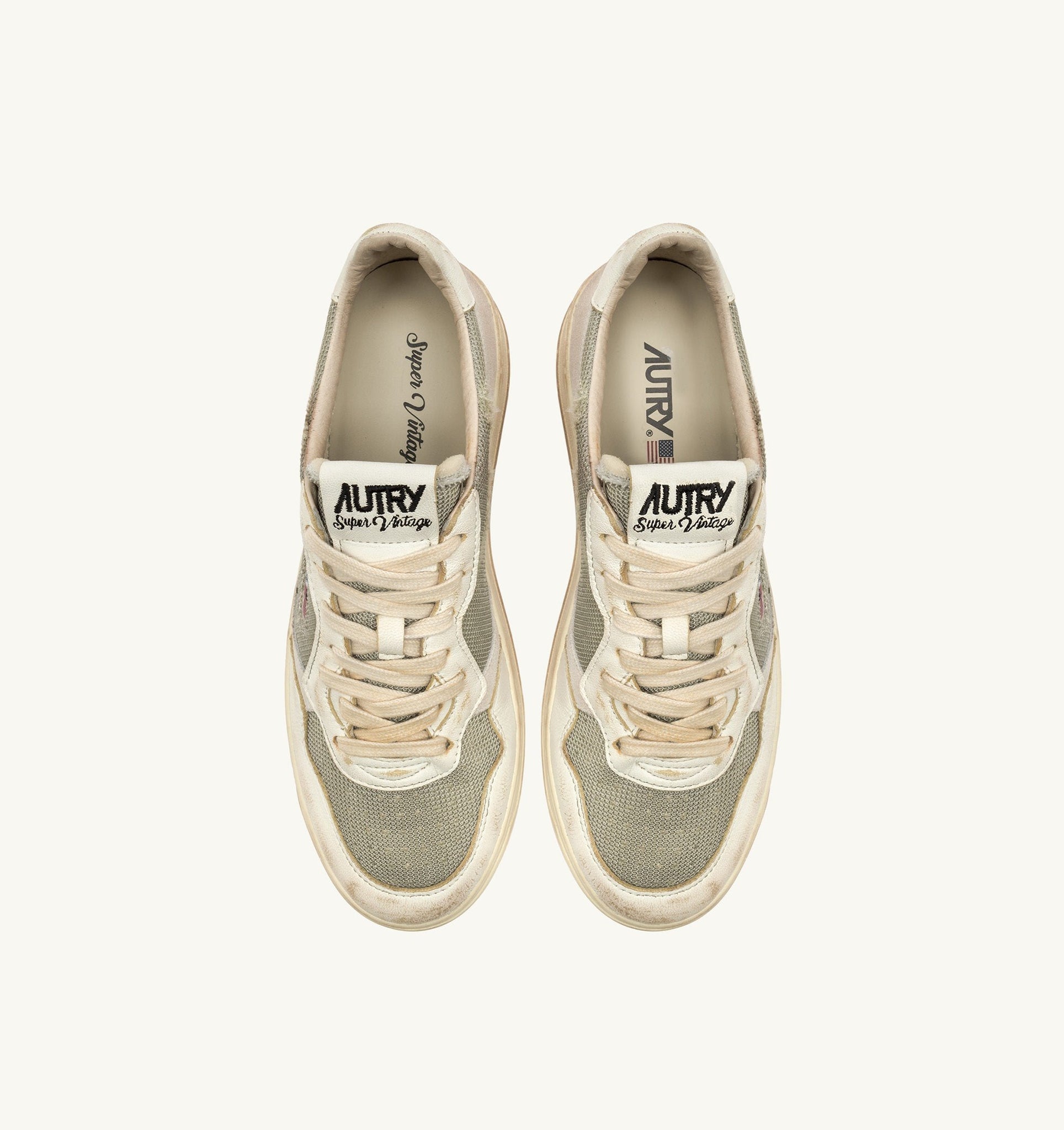 Medalist Low Super Vintage en cuir et mesh Military/Blanc